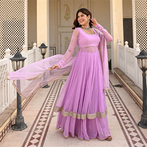 Nainsi Lilac Net Designer Anarkali for Women Online – UrbanStree