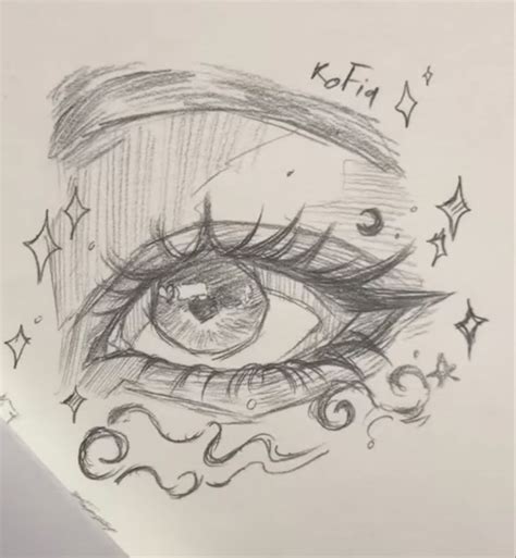 Eye Drawing with Starry Surroundings