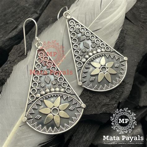 Tribal Oxidised Silver Chandbali – matapayals