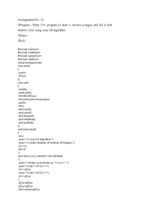 C++ Assignment 01: Scan Fill Algorithm for Concave Polygon Drawing ...