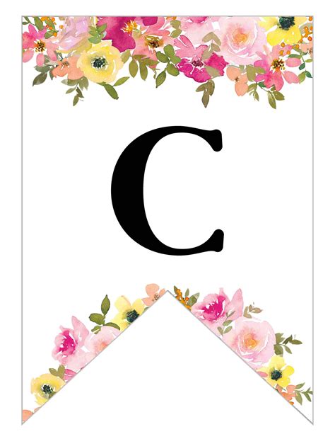 Free Printable Floral Alphabet Banner Letters - Lovely Planner