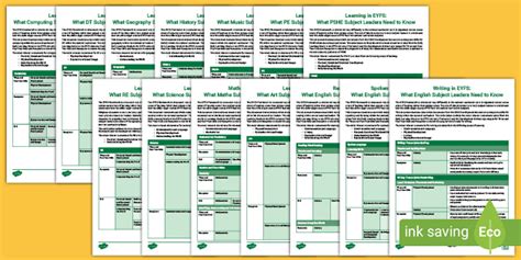 Framework in EYFS for Subject Leaders (New EYFS 2021)