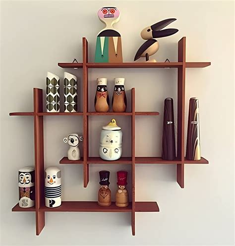 SDM HANDICRAFT Wooden Wall Mount Intersecting Floating Rack Shelves ...
