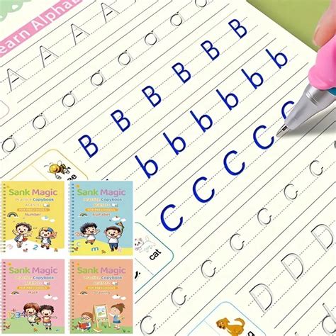 1sets Sank Magic 4 Packs Reusable Handwriting Practice Notebooks Set ...
