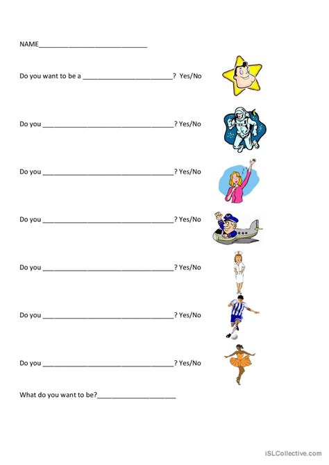What do you want to be?: English ESL worksheets pdf & doc