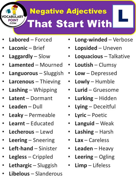 Negative Words That Start With L (Negative Adjectives) - Vocabulary Point