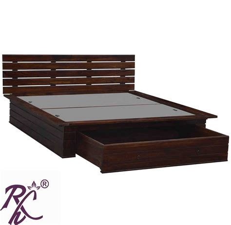 Solid Wood Stripe Design King Size With Storage Bed With Front Drawer ...