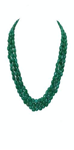 Green Jade Beaded Necklace 3-Line Handmade Jewelry for Women, Earthy ...