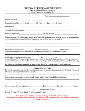 Fillable Online FREEDOM OF INFORMATION REQUEST - Village of Stockton IL ...