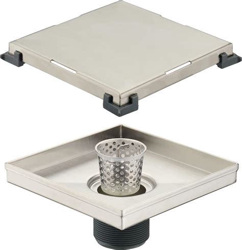 Buy HIDROP Square Shower Drain 6 inch with Removable Tile Insert and ...