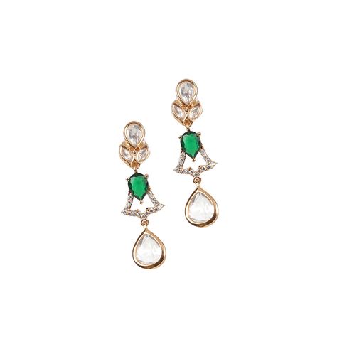 Buy Odette Green & White Regal Jewellery Set Online