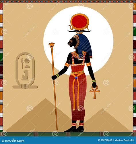 Religion of Ancient Egypt. Goddess Sekhmet. Stock Vector - Illustration ...