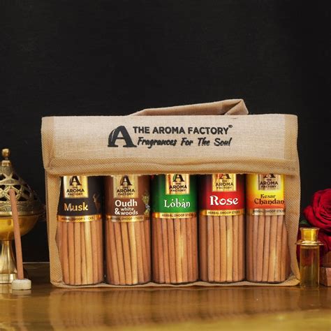 The Aroma Factory Dhoop Batti Set (Musk, Oudh & White Wood, Loban, Ros ...