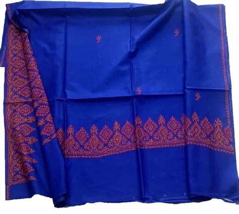 Blue Embroidered Sozni Work Kashmiri Silk Saree - Luxurionworld
