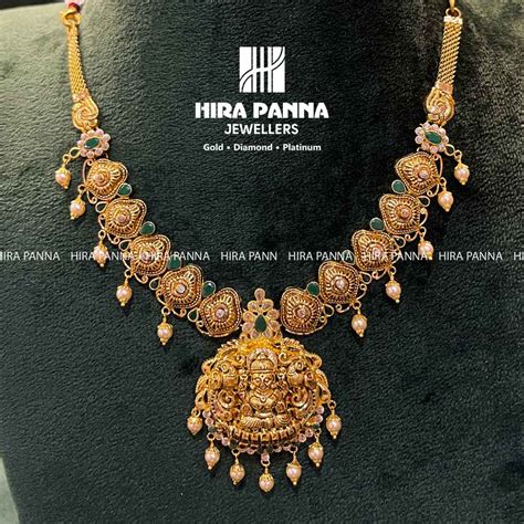 Antique Emerald Laxmi Devi & Peacock Neckwear – Hirapanna Jewellers