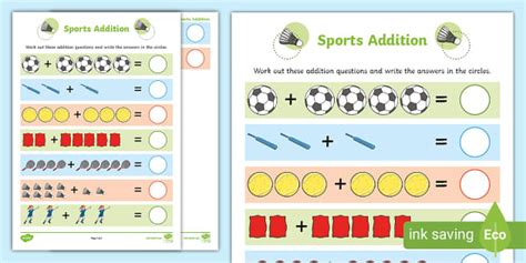 👉 Sports Up to 10 Addition Sheet
