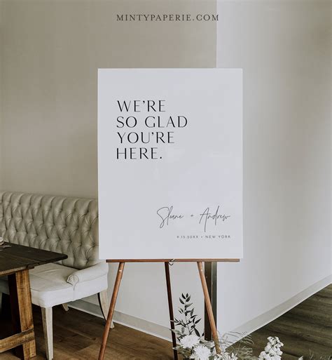 Modern Welcome Sign, We're so Glad You're Here, Minimalist Wedding ...