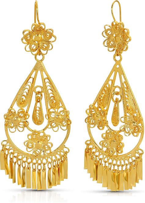Folklorico - arete de oro con filigrana mexicana, joyería tradicional ...