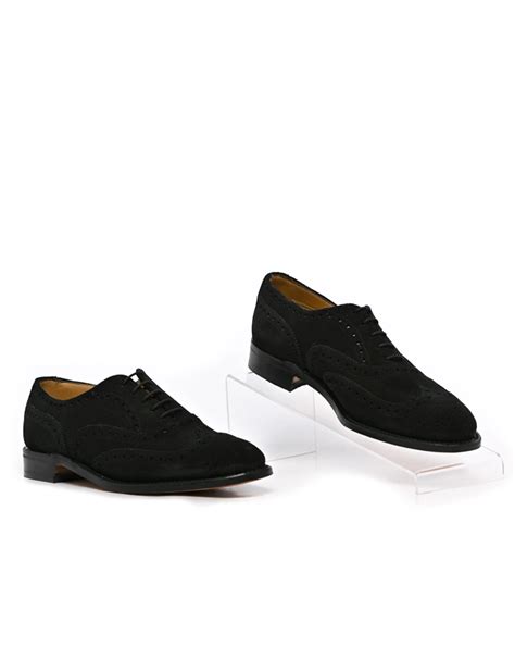 Crockett and Jones Bryson Black Mens Suede Formal Shoes - American Shop