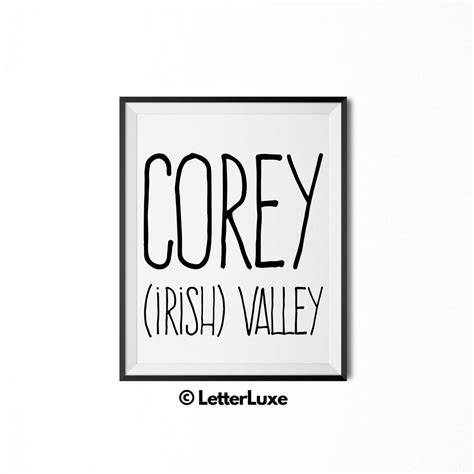Corey Name Meaning Art, Corey Gift, Printable Baby Shower Gift, Nursery ...