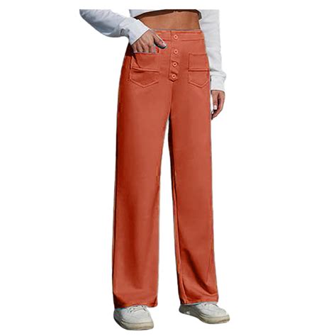 WENWU Womens Pants Business Casual Outfits for Women Orange Pants for ...