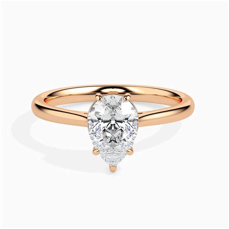 50-Pointer Pear Cut Solitaire Diamond 18K Rose Gold Ring JL AU 19010R-