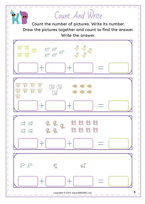 Image result for Kindergarten Math Worksheets Adding by 3