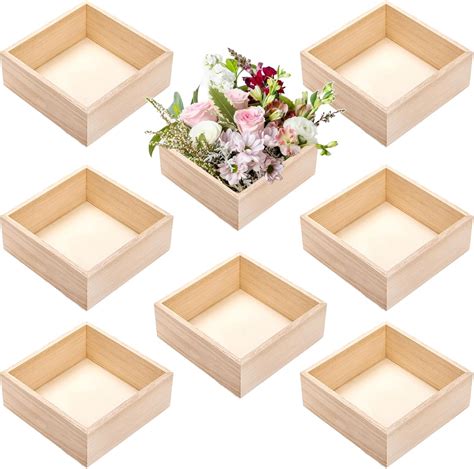 Amazon.com: Frcctre 8 Pack Unfinished Wooden Box, 6 x 6 Inch Square ...