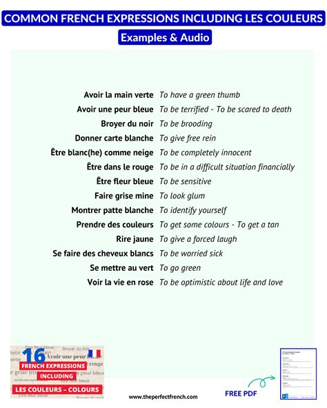16 French Expressions including les Couleurs - Colors - French Online ...