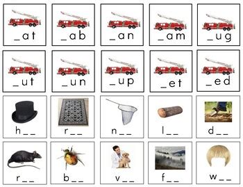 H587 (PDF): FIRE TRUCK (CVC|phonetic) word families|rhyming (sorting cards)