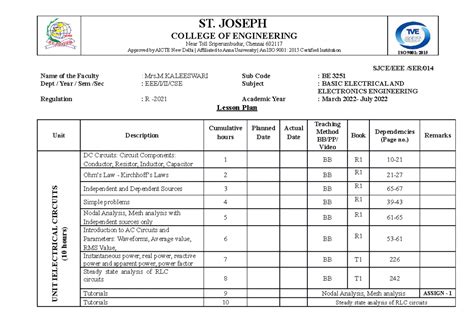BASIC ELECTRICAL AND ELECTRONICS ENGINERING - Ex: 9a) LOAD TEST ON lcJ ...