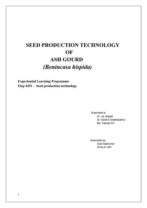 SUBI (1)^J - About seed production technology of ashgourd - SEED ...