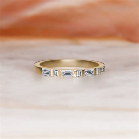Baguette Wedding Band Yellow Gold, Alternating Baguette Wedding Ring ...