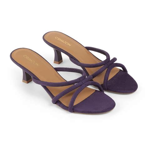 Crimzon Women Mariposa Purple Kitten 2.5 Inch Heel Faux Leather