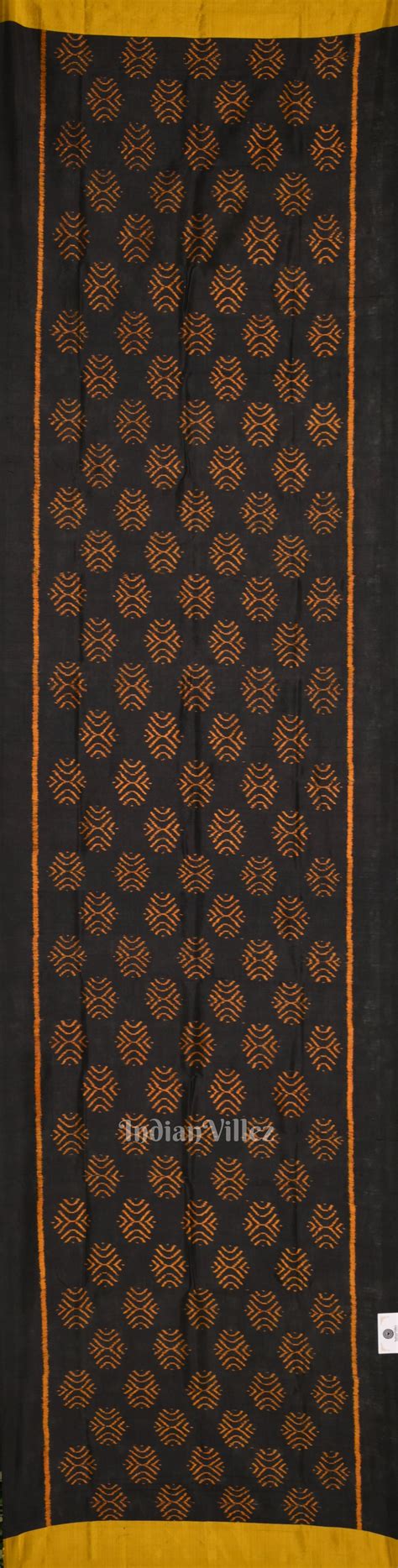 Black Yellow Odisha Ikat Pure Sambalpuri Silk Stole – IndianVillèz