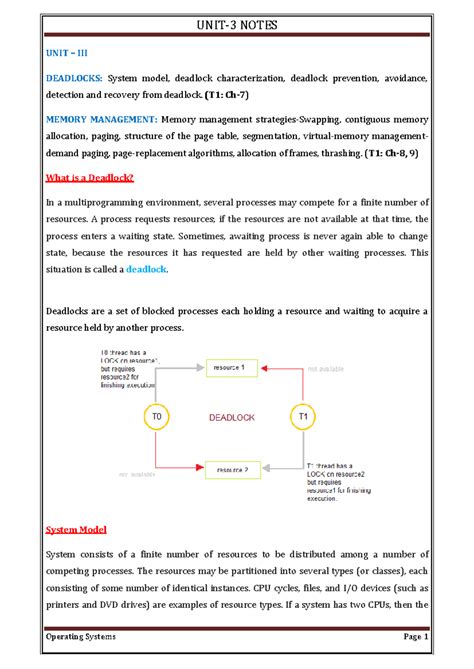 Operating Systems (OS) - Chapter 7 & 8 Notes on Deadlocks and Memory ...