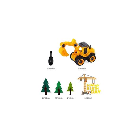 Buy 22 Pieces Construction Cake Toppers Tractor Cake Toppers and Road ...