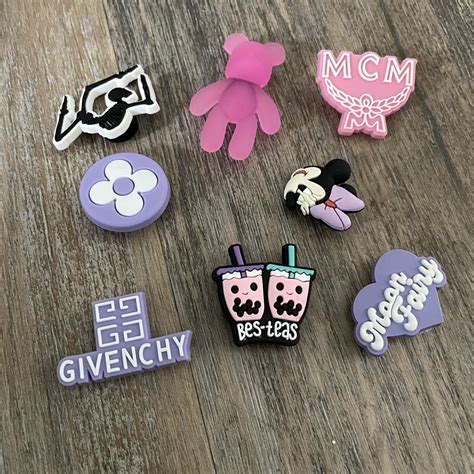 purple and pink croc charm bundle - Depop