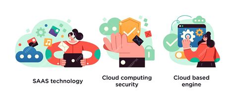 Cloud software abstract concept vector illustration set saas technology ...