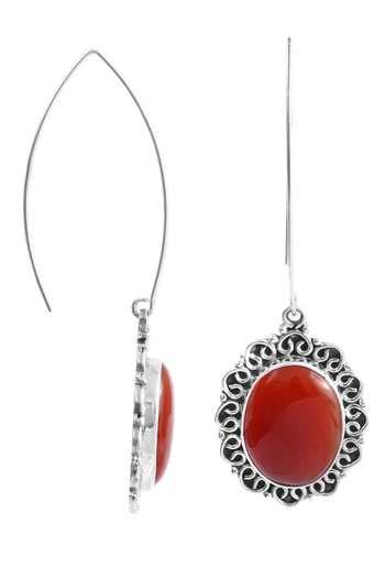 Buy Silver Plated Rhinestones, Stones Handcrafted Oval Drop Earrings by ...