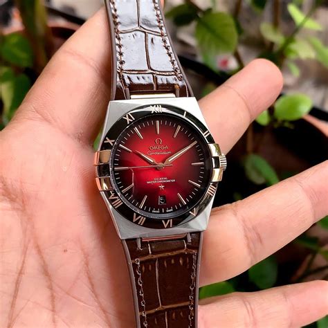 Omega Constellation Co-Axial Silver Maroon Dial – ShahStore