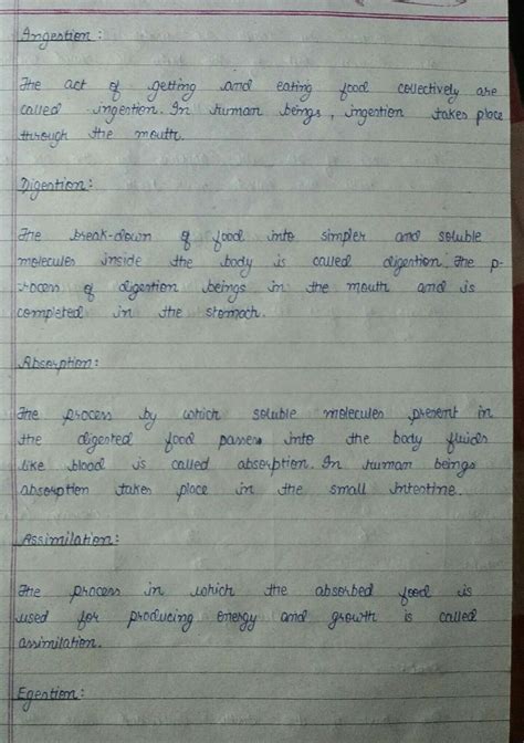 Notes on Various steps of nutrition - Brainly.in