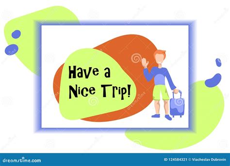 Have a Nice Trip Card with Smiling and Waving Tourist. Happy Tourist ...
