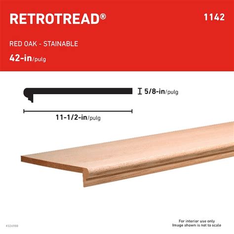 RetroTread 42-in x 11.5-in x 0.625-in Unfinished Red oak No return ...