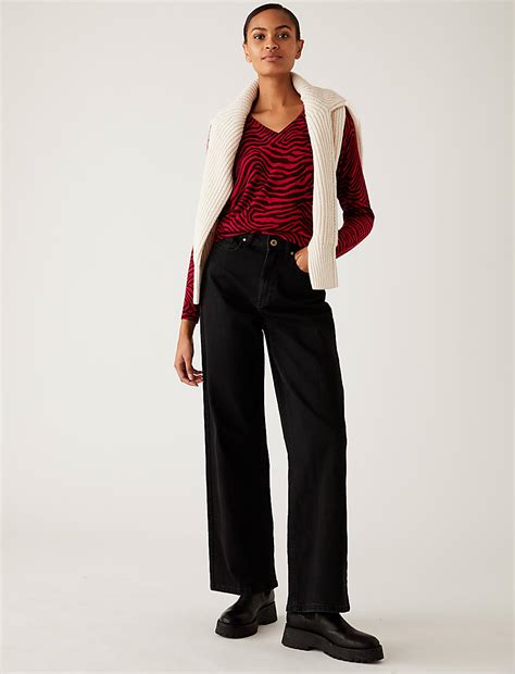 Buy Supersoft Animal Print V-Neck Jumper at Marks & Spencer