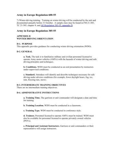 Army in Europe Regulation 385-55 - Garmisch