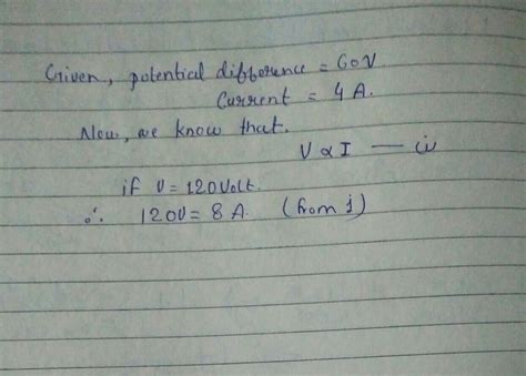 the potential difference between the terminals of an electric heater is ...