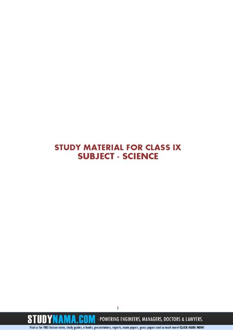 Science Study Material - Class IX (First & Second Term Notes) - Studocu