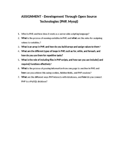 BCA SEM 6 Assignment: Development with PHP & MySQL - Studocu