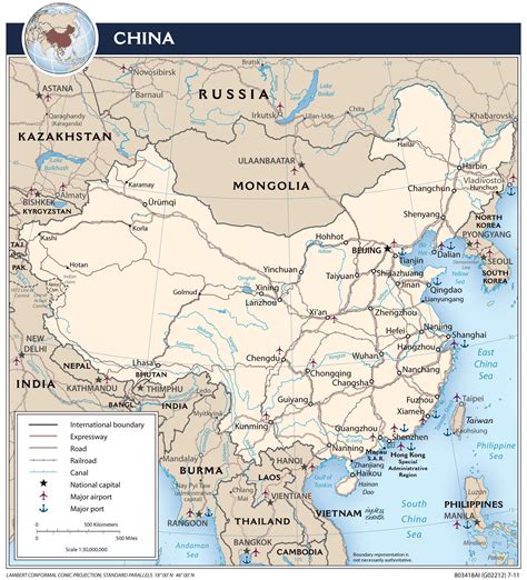 Large detailed political map of China with roads, major cities and ...